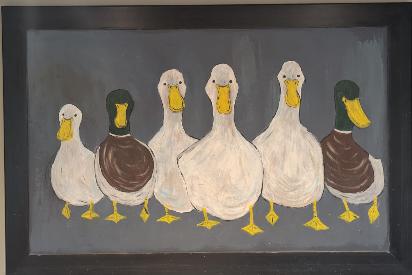 Reservoir ducks. Acrylic on glass. 150cm x 100cm