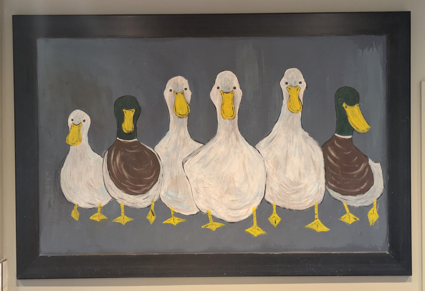 Reservoir ducks. Acrylic on glass. 150cm x 100cm