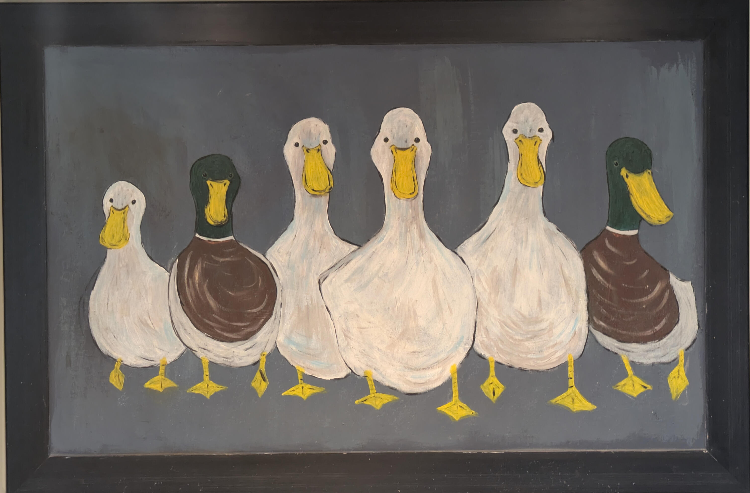Reservoir ducks. Acrylic on glass. 150cm x 100cm